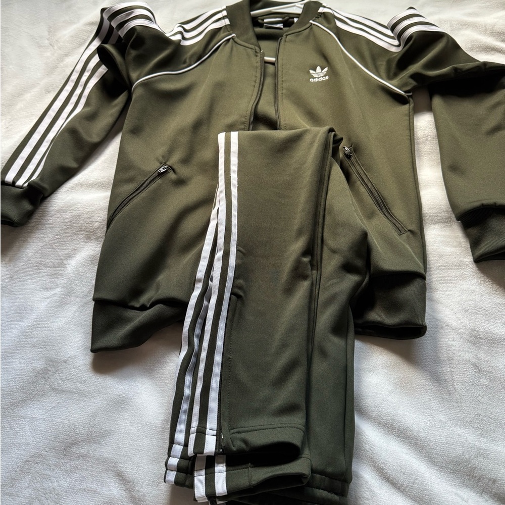 adidas Olive Track Pants set with White Stripes - Picture 5 of 8